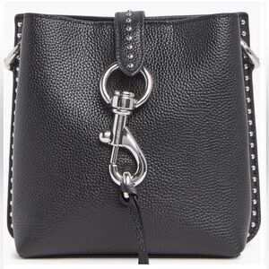 Rebecca Minkoff Megan Mini Feed Leather Crossbody Bag In Black